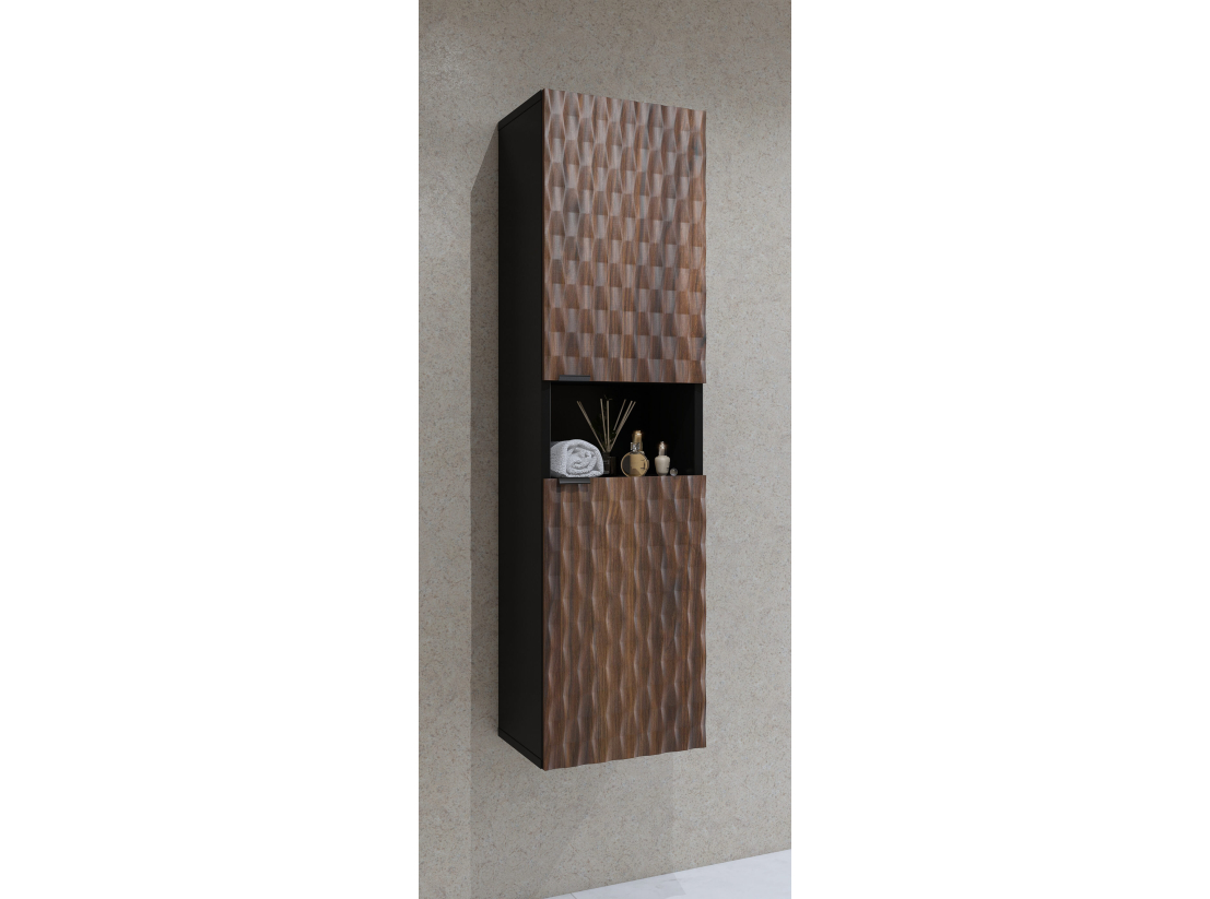 Colonne murale NUAGE – Panneaux mélaminés – Niche ouverte et double porte