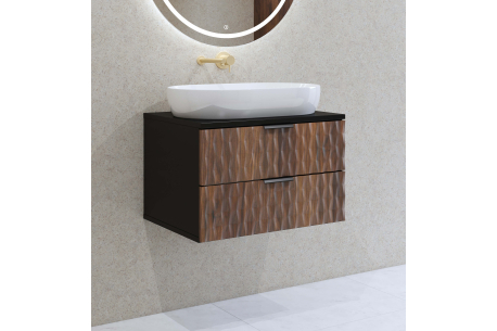 Meuble sous vasque mural NUAGE 60 cm – Panneaux mélaminés – 2 tiroirs gain de place