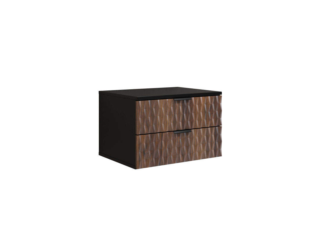 Meuble sous vasque mural NUAGE 60 cm – Panneaux mélaminés – 2 tiroirs gain de place
