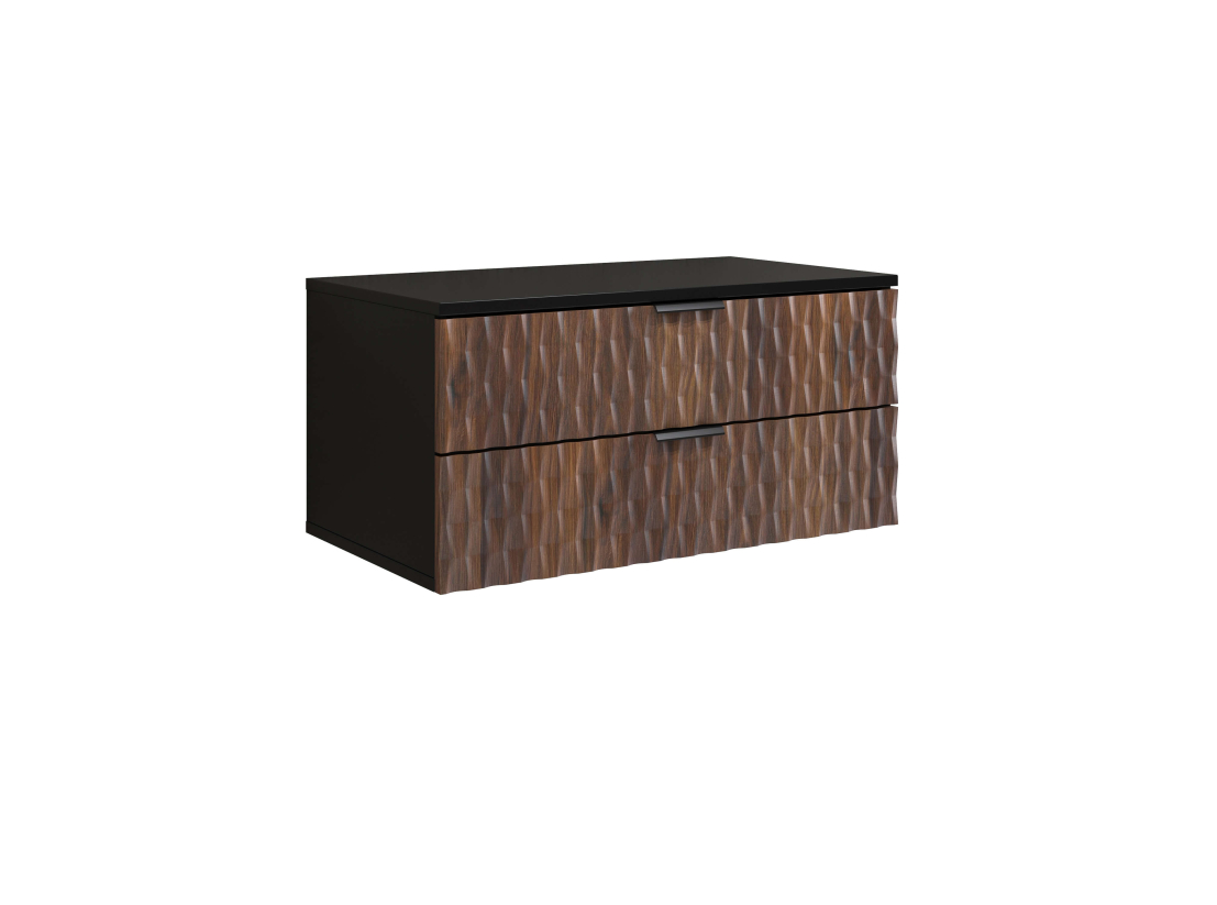 Meuble sous vasque mural NUAGE 80 cm – Panneaux mélaminés – 2 tiroirs gain de place