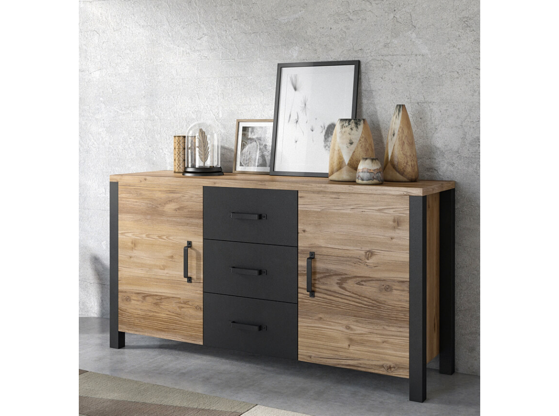 Buffet avec 2 portes et 3 tiroirs SOLAN