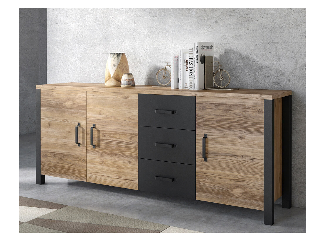 Buffet avec 3 portes et 3 tiroirs SOLAN
