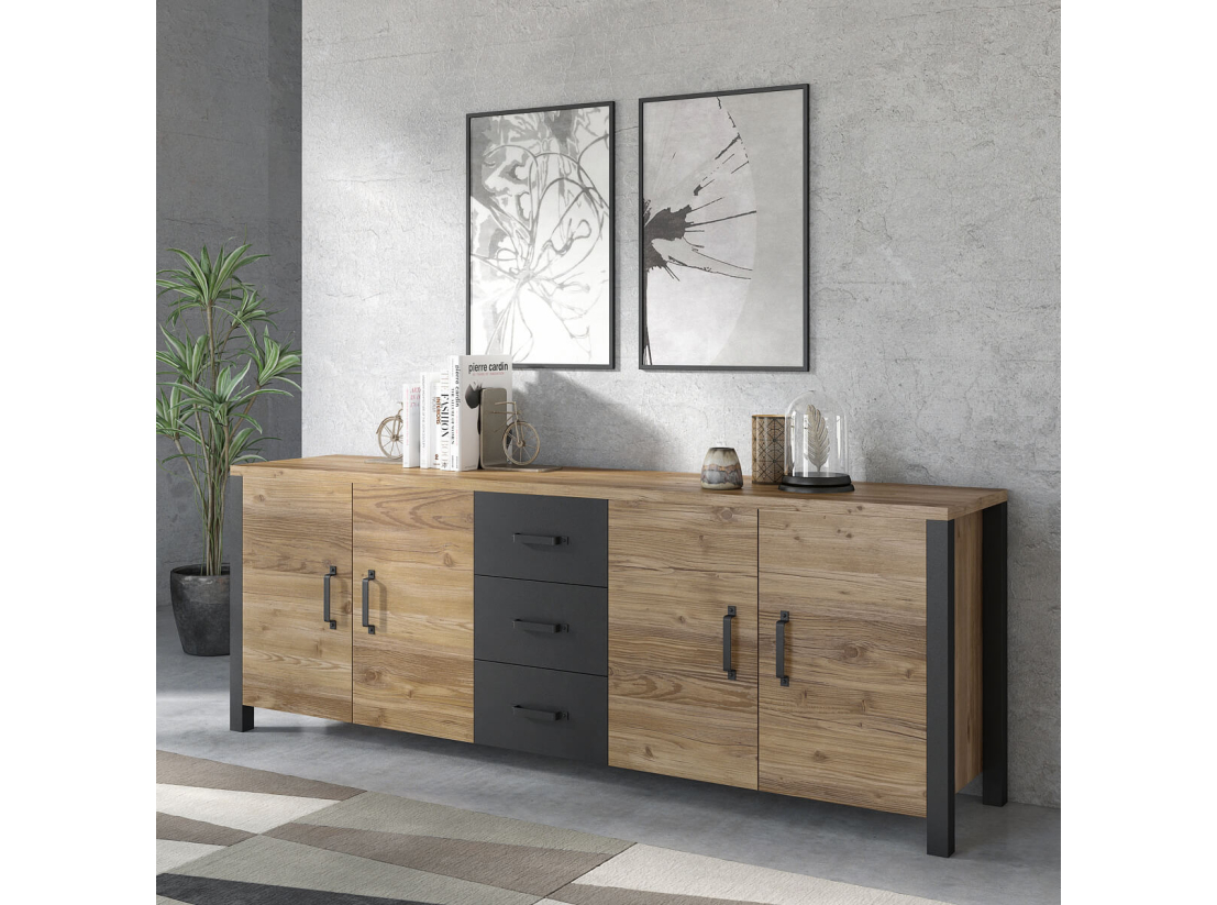 Buffet avec 4 portes et 3 tiroirs SOLAN