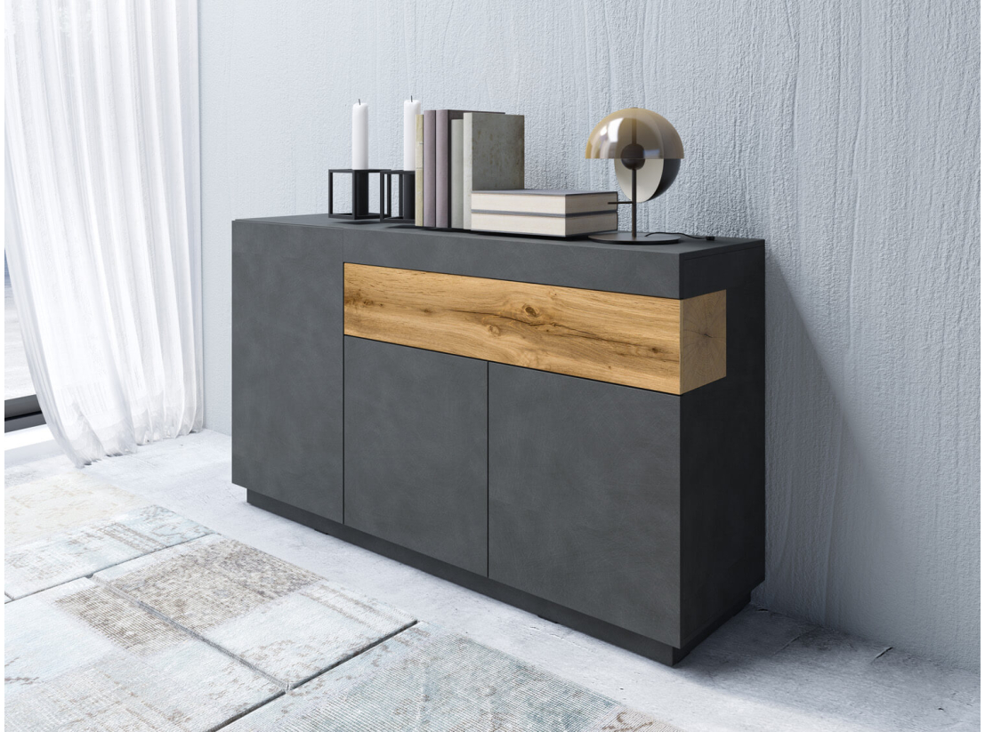 Buffet lumineux LUMINA – Mélaminé finition chêne