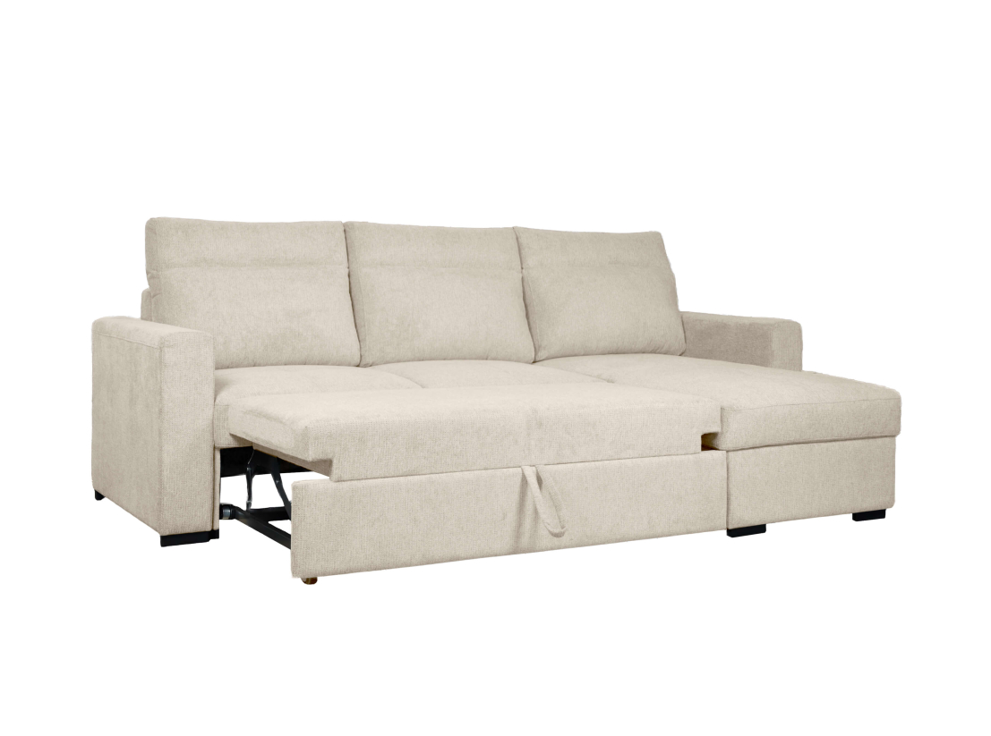 Canapé d’angle convertible SOLARO – Tissu – Réversible et coffre intégré