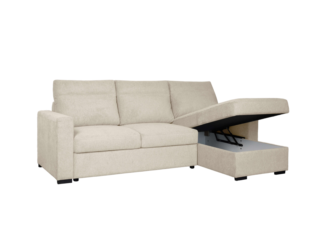 Canapé d’angle convertible SOLARO – Tissu – Réversible et coffre intégré