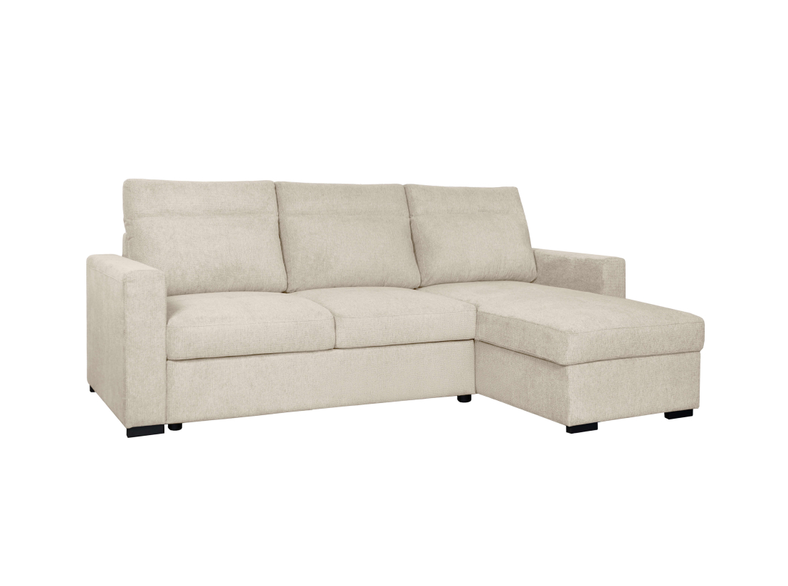 Canapé d’angle convertible SOLARO – Tissu – Réversible et coffre intégré