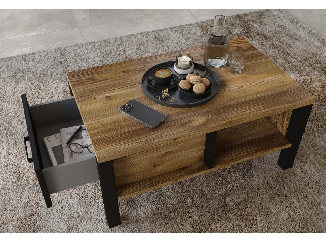 Table basse SOLAN 90x56cm avec 1 tiroir