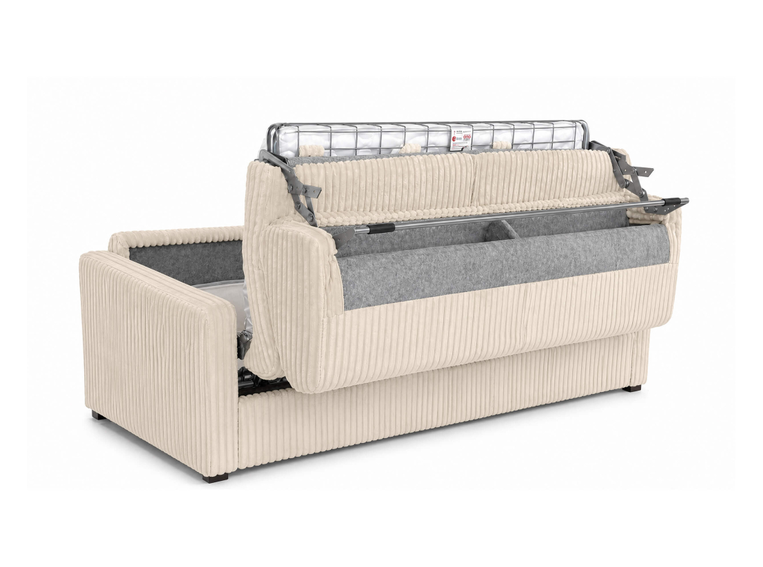 Canapé convertible express 3 places AGATHE couchage quotidien 160x190 en velours côtelé épais - Matelas épaisseur 13cm