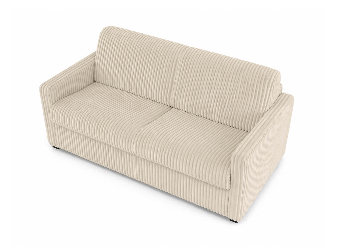 Canapé convertible express 3 places AGATHE couchage quotidien 160x190 en velours côtelé épais - Matelas épaisseur 13cm