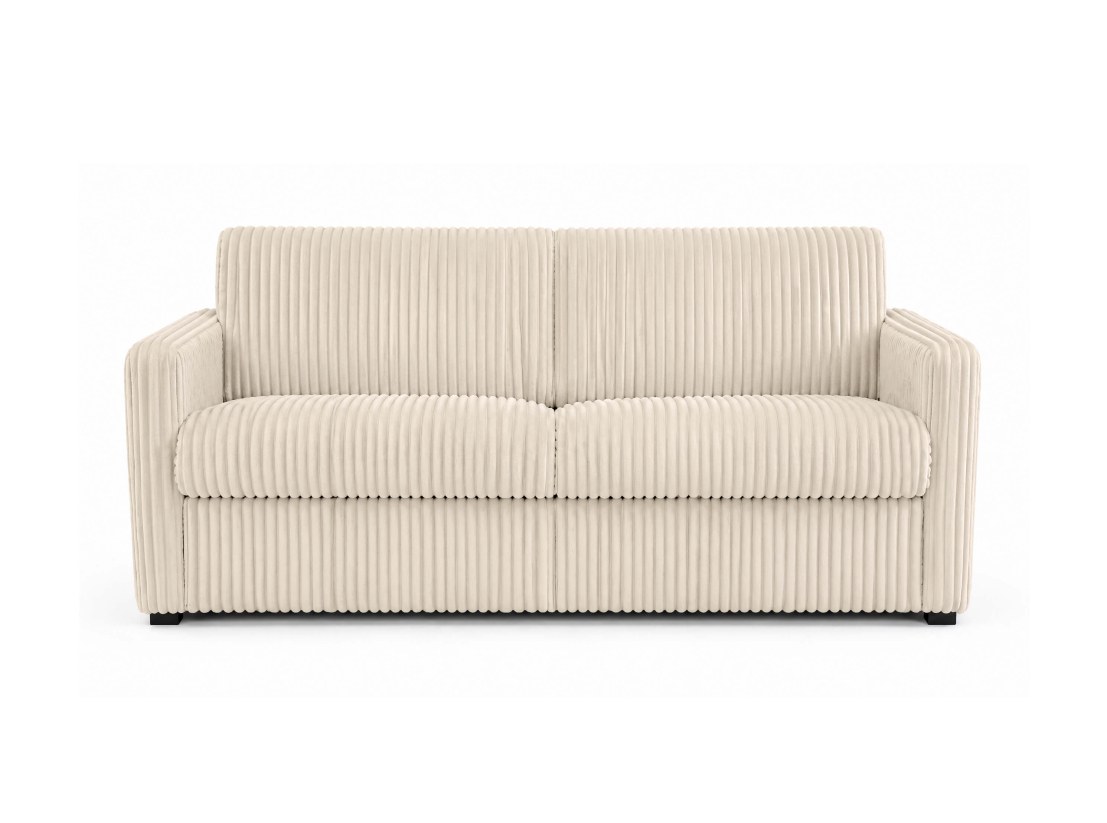 Canapé convertible express 3 places AGATHE couchage quotidien 160x190 en velours côtelé épais - Matelas épaisseur 13cm