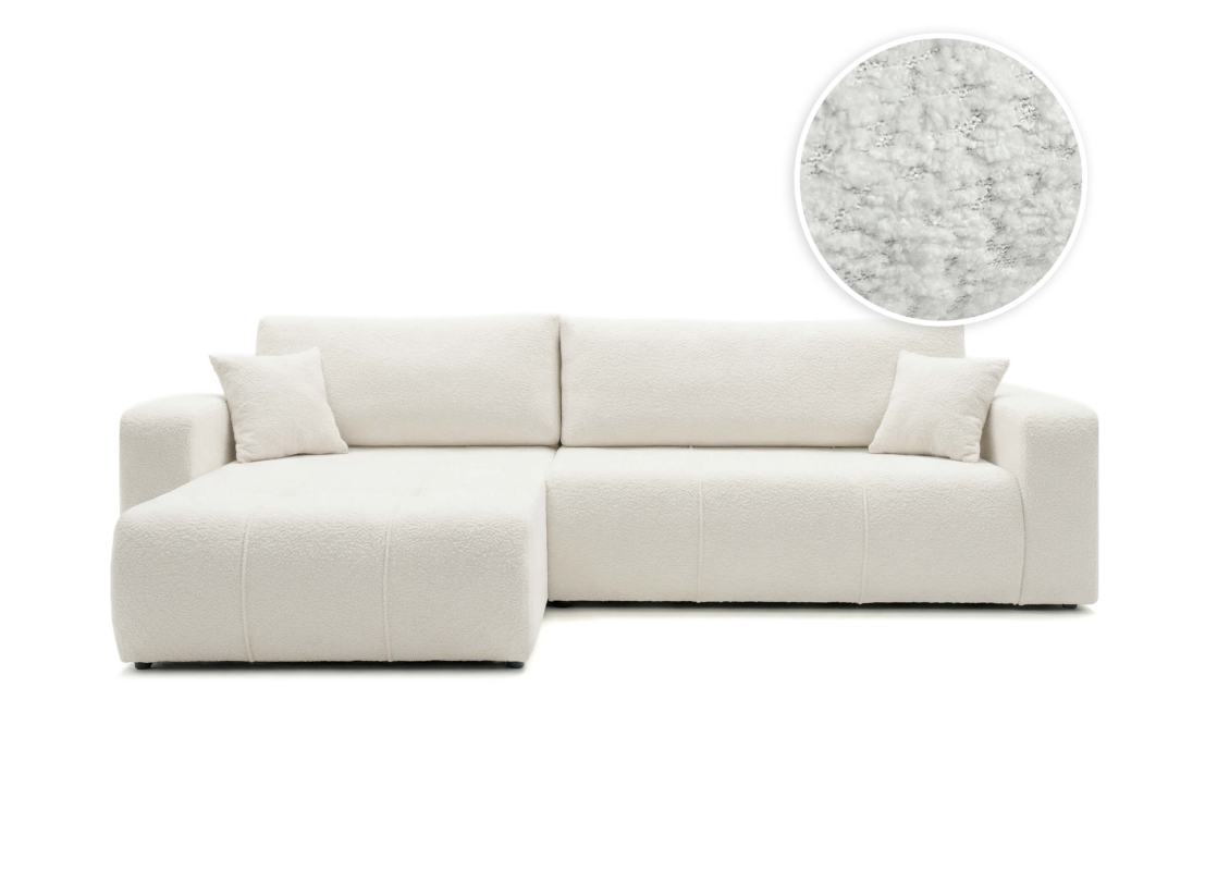 Canapé d’angle BARDOT – Tissu bouclette – Max réversible, convertible 5 places