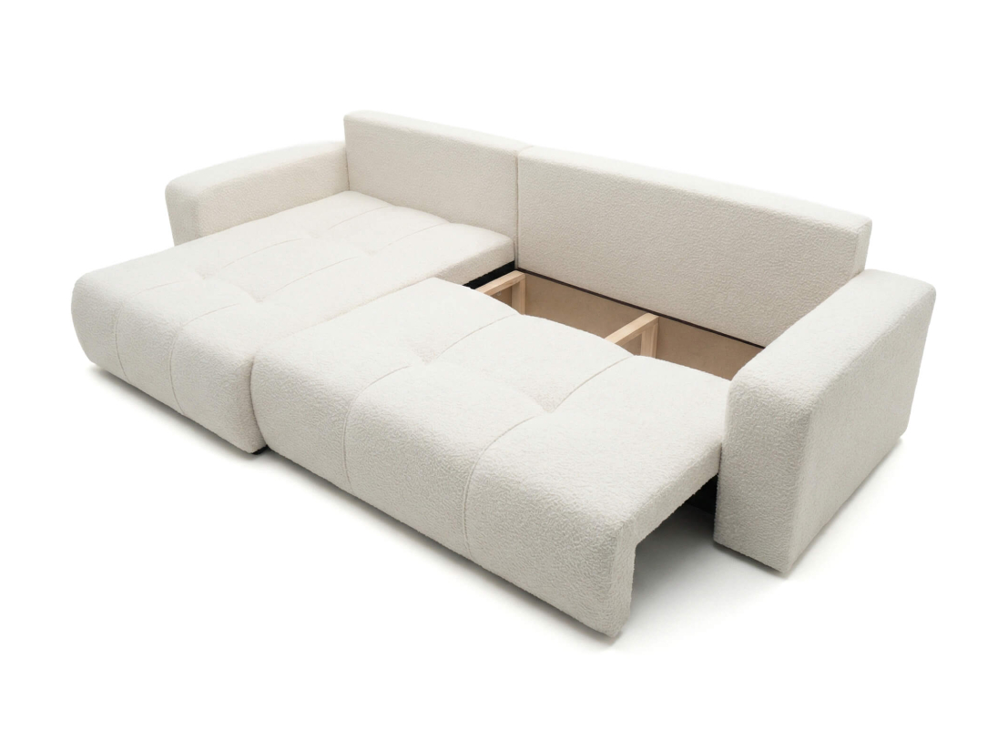 Canapé d’angle BARDOT – Tissu bouclette – Max réversible, convertible 5 places