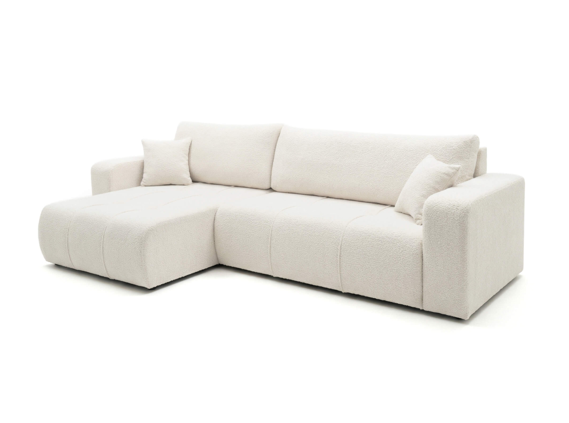 Canapé d’angle BARDOT – Tissu bouclette – Max réversible, convertible 5 places