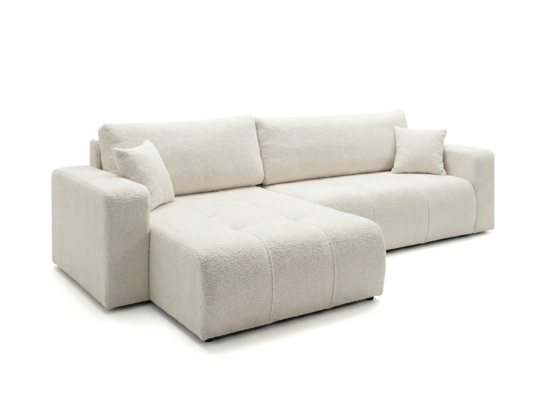 Canapé d’angle BARDOT – Tissu bouclette – Max réversible, convertible 5 places