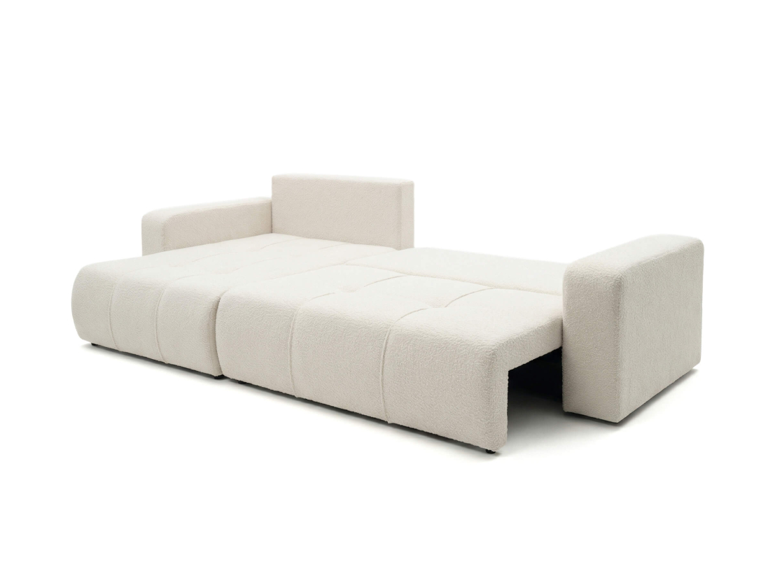 Canapé d’angle BARDOT – Tissu bouclette – Max réversible, convertible 5 places