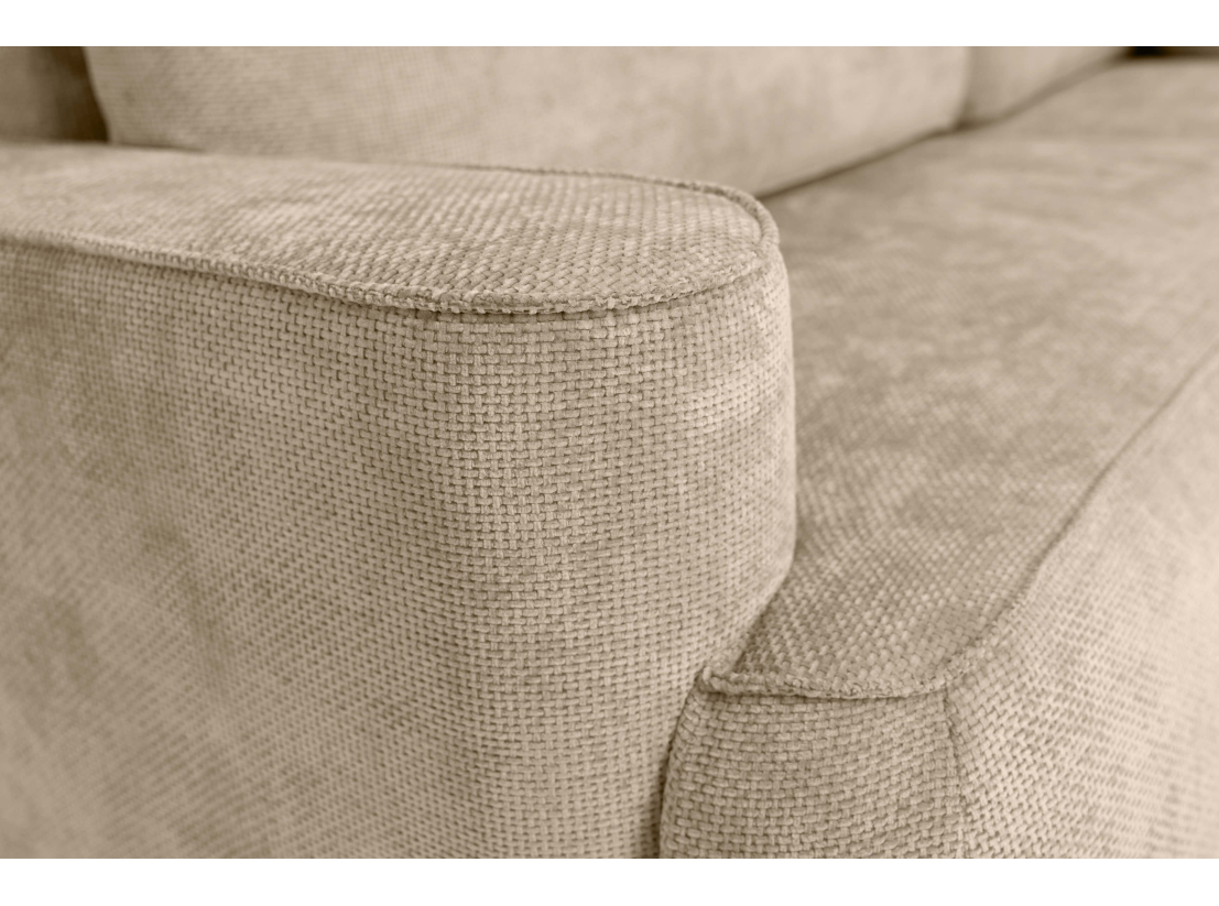 Canapé d’angle CASSIS – Tissu chenille – Coffre de rangement et déhoussable assise