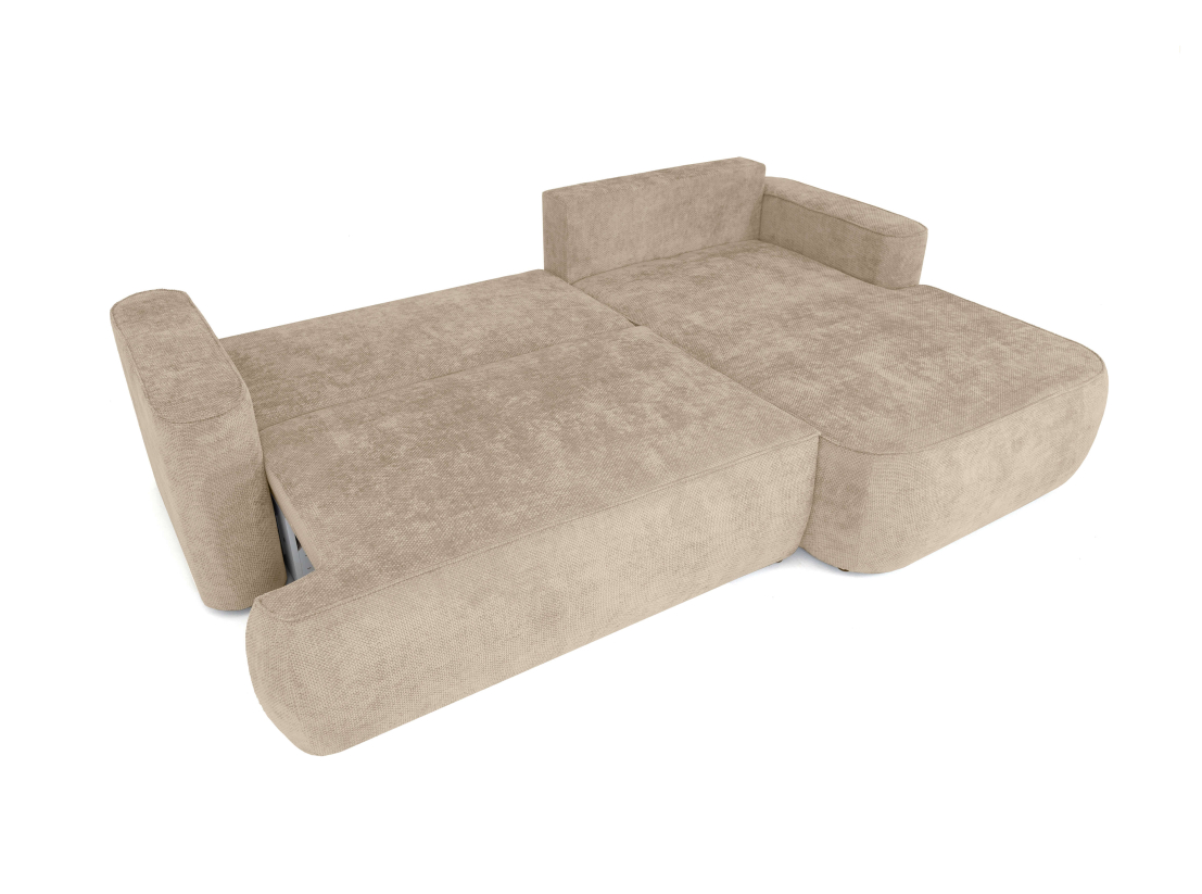 Canapé d’angle CASSIS – Tissu chenille – Coffre de rangement et déhoussable assise