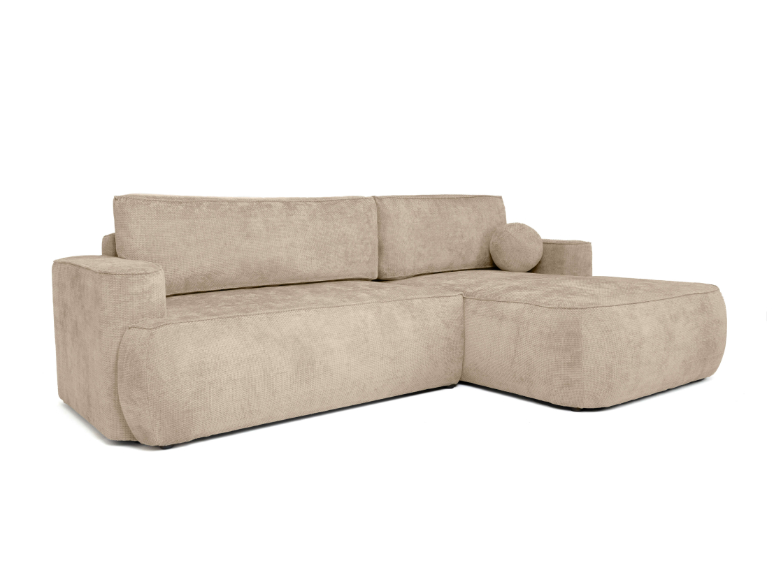 Canapé d’angle CASSIS – Tissu chenille – Coffre de rangement et déhoussable assise