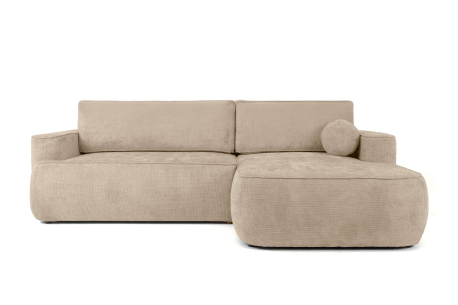 Canapé d’angle CASSIS – Tissu chenille – Coffre de rangement et déhoussable assise