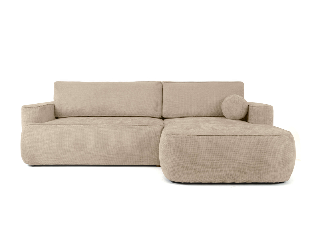 Canapé d’angle CASSIS – Tissu chenille – Coffre de rangement et déhoussable assise