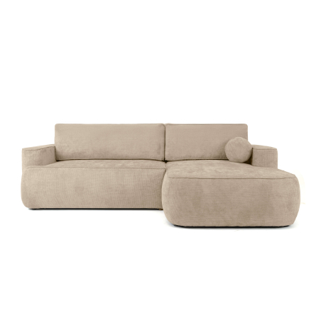 Canapé d’angle CASSIS – Tissu chenille – Coffre de rangement et déhoussable assise