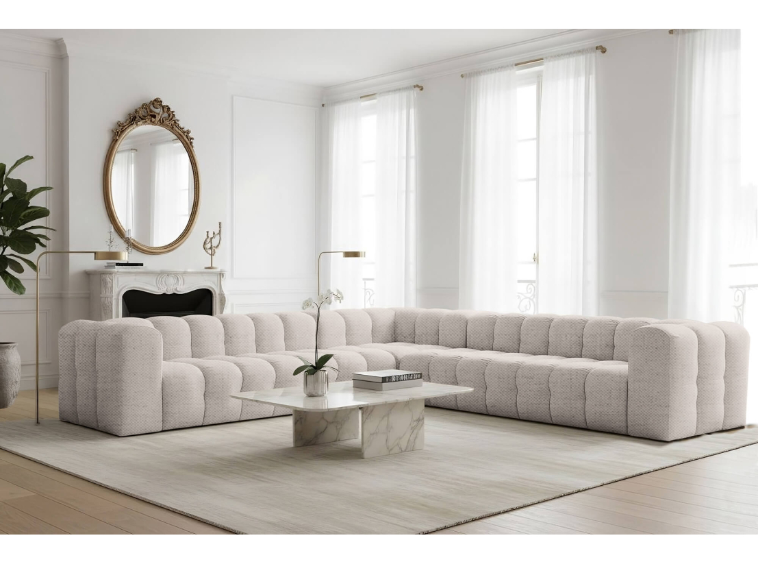 Canapé d’angle MILOE – Tissu – Réversible 8 places