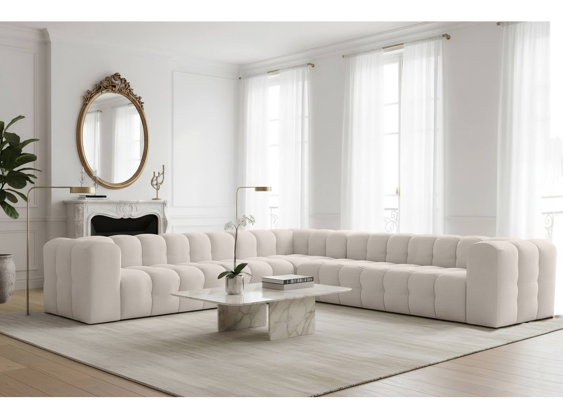 Canapé d’angle MILOE – Velours – Réversible 8 places