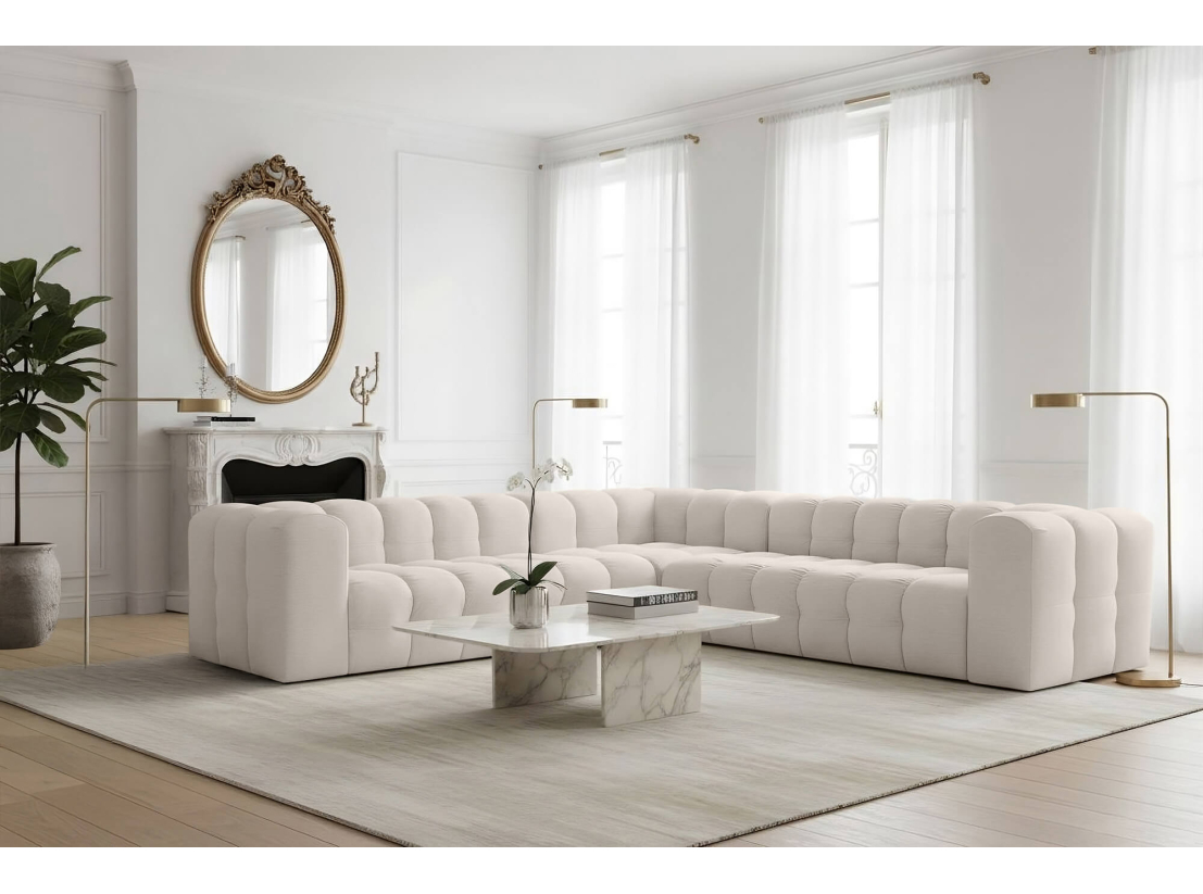 Canapé d’angle MILOE – Velours – Réversible 6 places