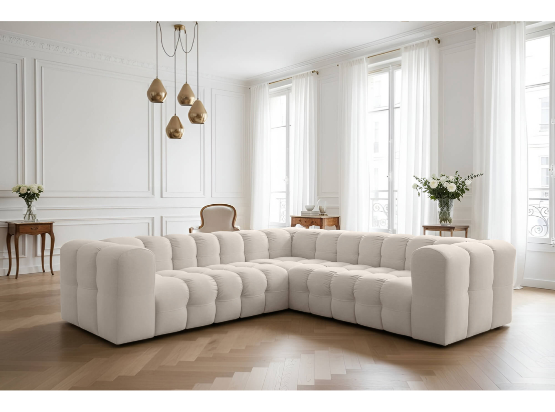 Canapé d’angle MILOE – Velours – Réversible 4 places
