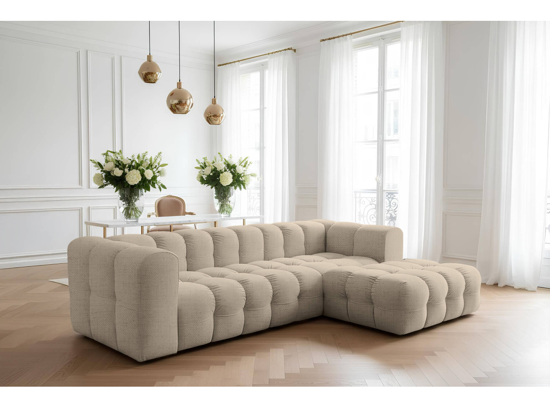 Canapé d’angle MILOE – Tissu – Fixe 4 places, angle gauche