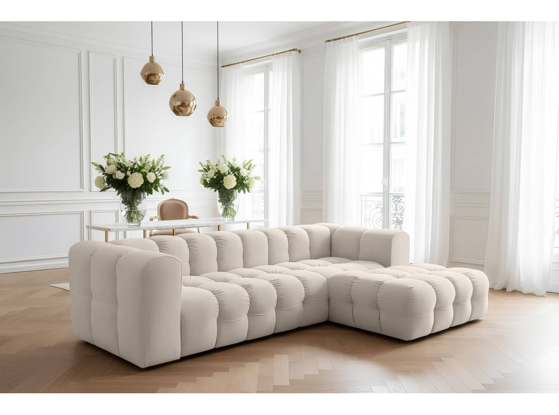 Canapé d’angle MILOE – Velours – Fixe 4 places à angle droit