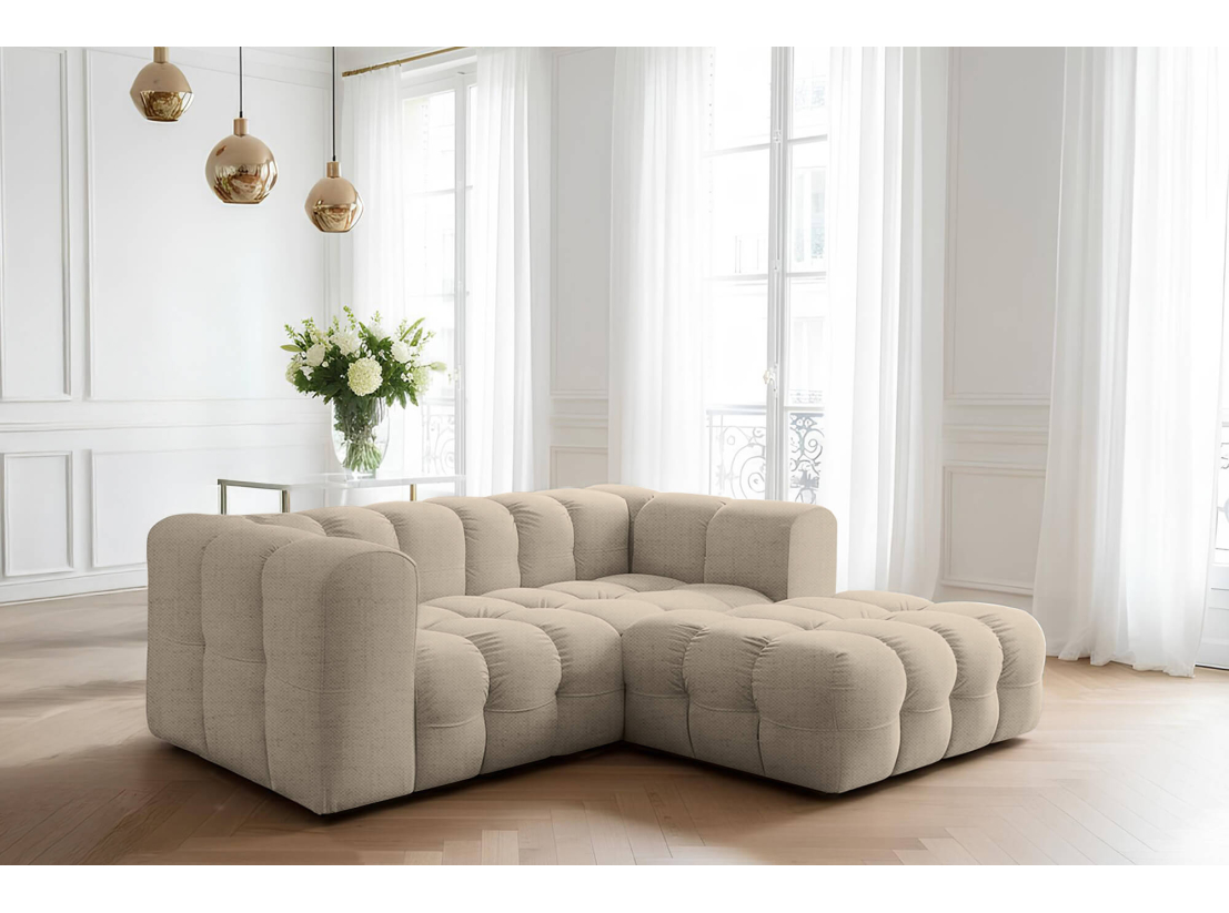 Canapé d’angle MILOE MINI – Tissu – Fixe 3 places avec accoudoirs