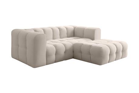 Canapé d’angle MILOE MINI – Velours – 3 places, angle droit fixe