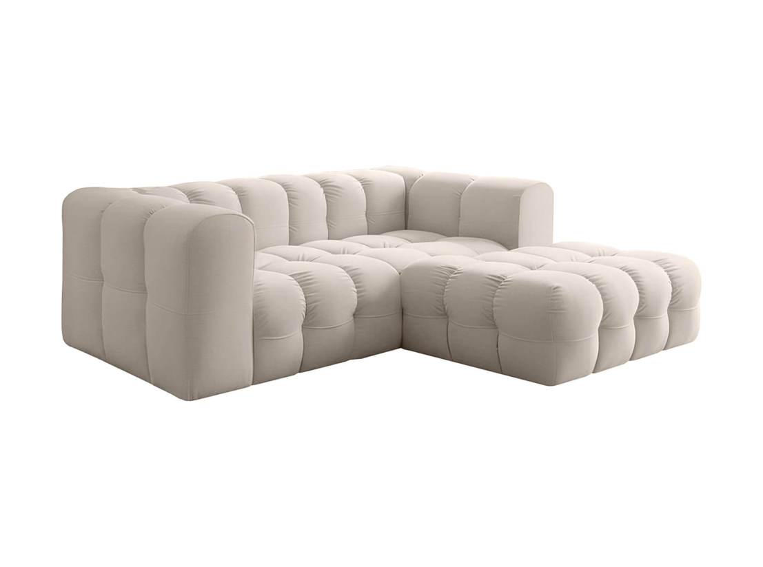 Canapé d’angle MILOE MINI – Velours – 3 places, angle droit fixe