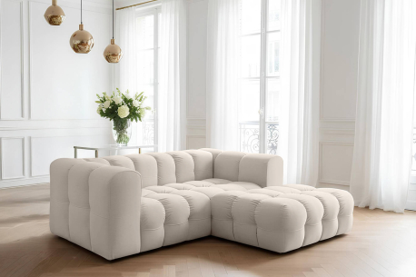 Canapé d’angle MILOE MINI – Velours – 3 places, angle droit fixe