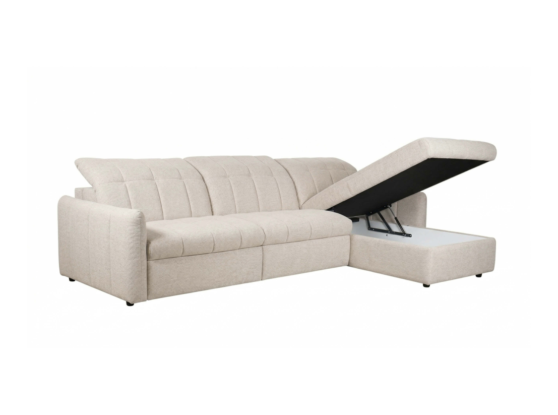 Canapé d'angle ROMA – Tissu – Convertible express réversible avec relax électrique et coffre