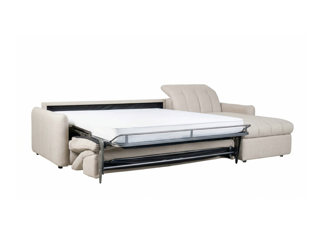 Canapé d'angle ROMA – Tissu – Convertible express réversible avec relax électrique et coffre