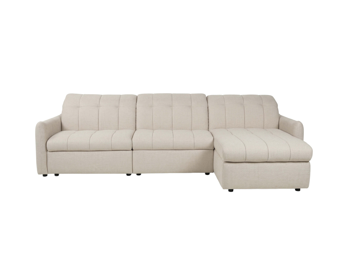 Canapé d'angle ROMA – Tissu – Convertible express réversible avec relax électrique et coffre