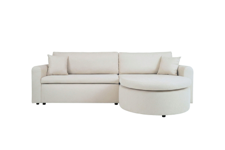 Canapé d’angle VERA – Tissu – Convertible réversible avec coffre de rangement