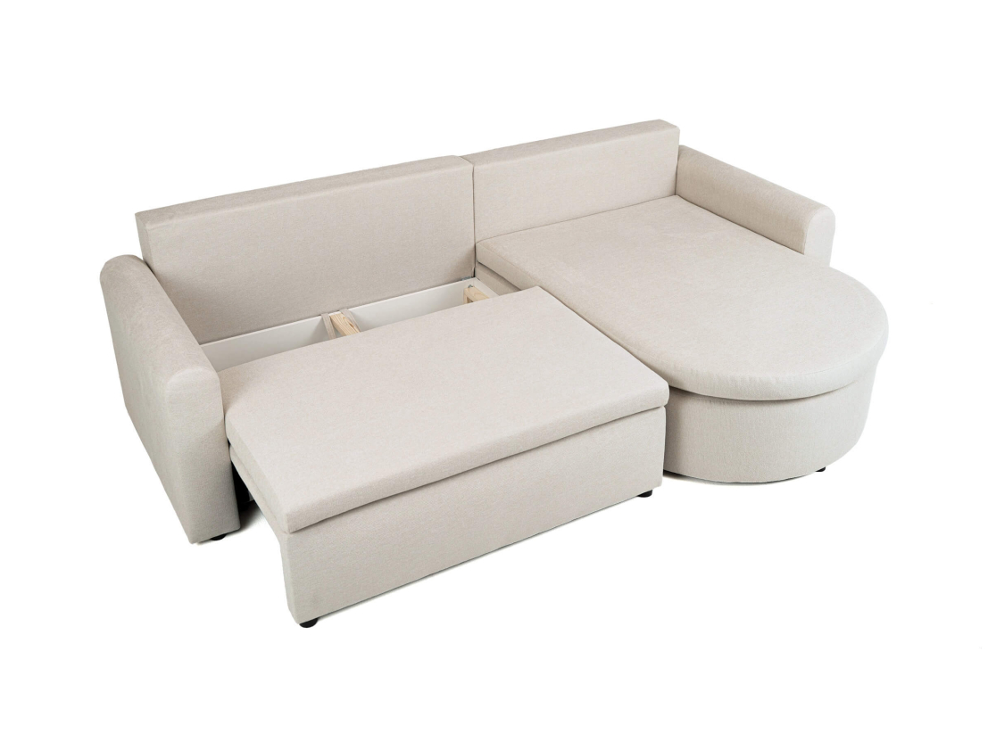 Canapé d’angle VERA – Tissu – Convertible réversible avec coffre de rangement