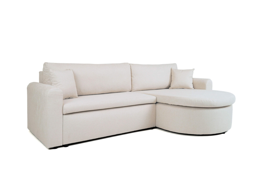 Canapé d’angle VERA – Tissu – Convertible réversible avec coffre de rangement
