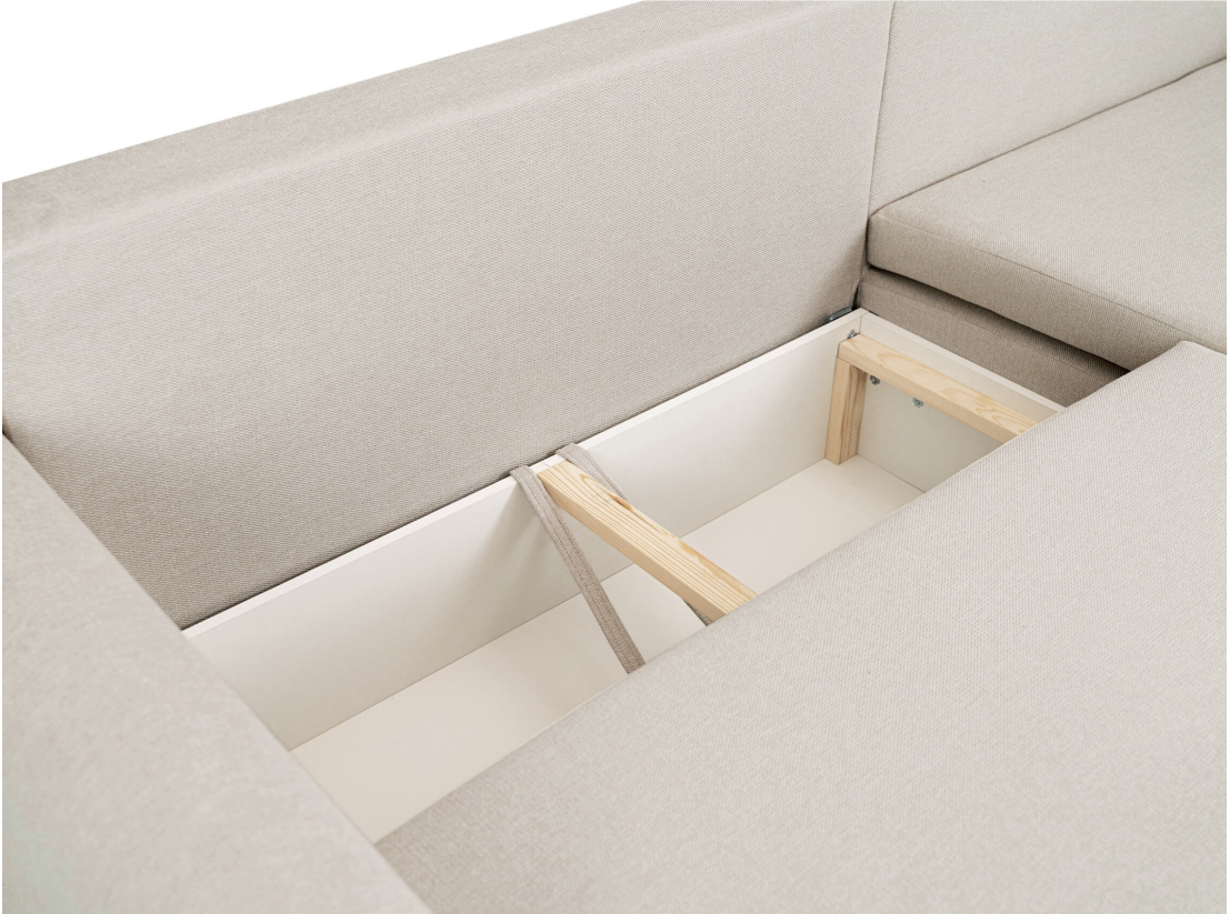 Canapé d’angle VERA – Tissu – Convertible réversible avec coffre de rangement