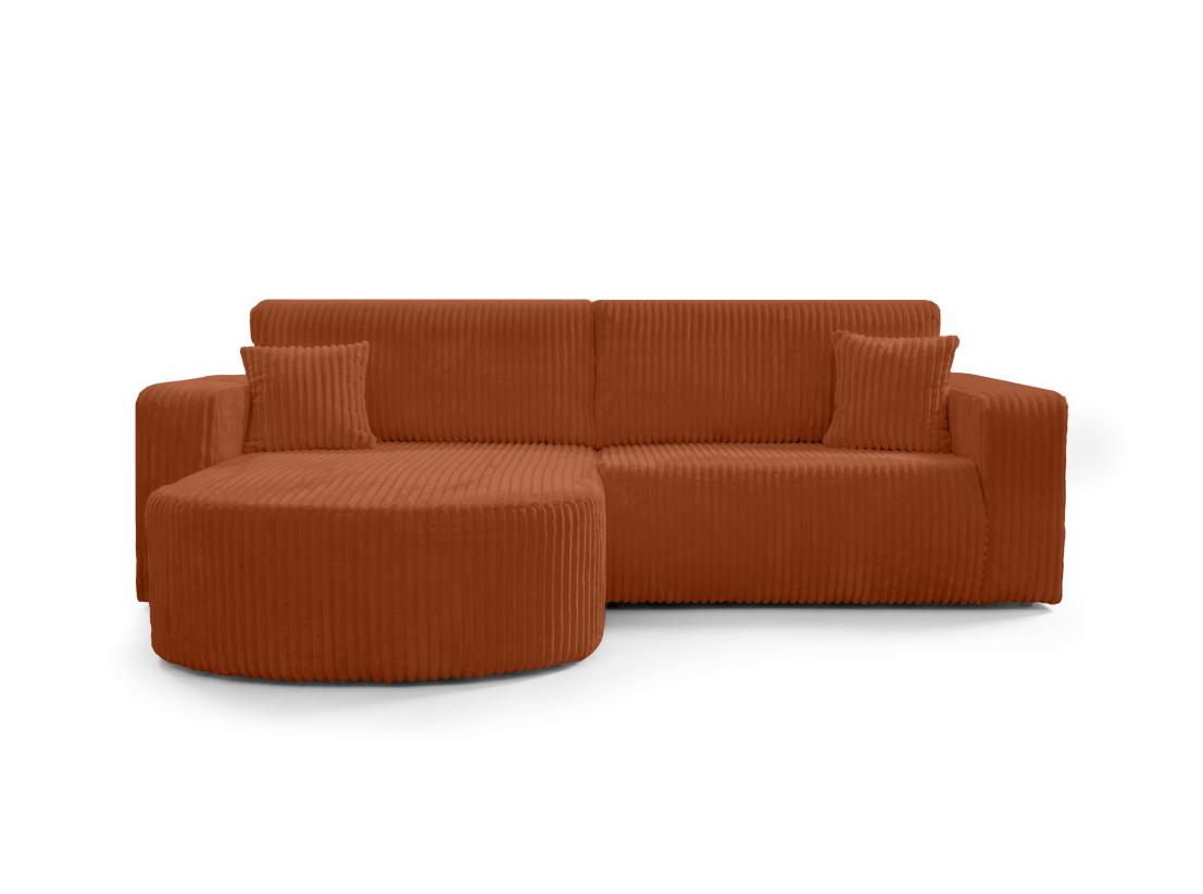 Canapé d’angle KIARA – Velours côtelé épais – Réversible, convertible et coffre de rangement