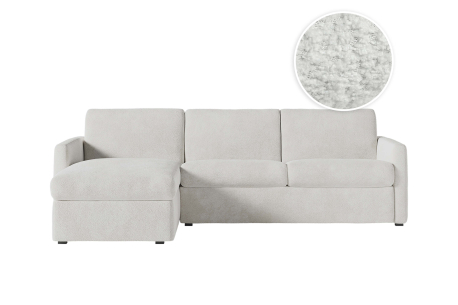 Canapé d'angle réversible convertible express 4 places AGATHE couchage quotidien 160x190cm en tissu bouclette