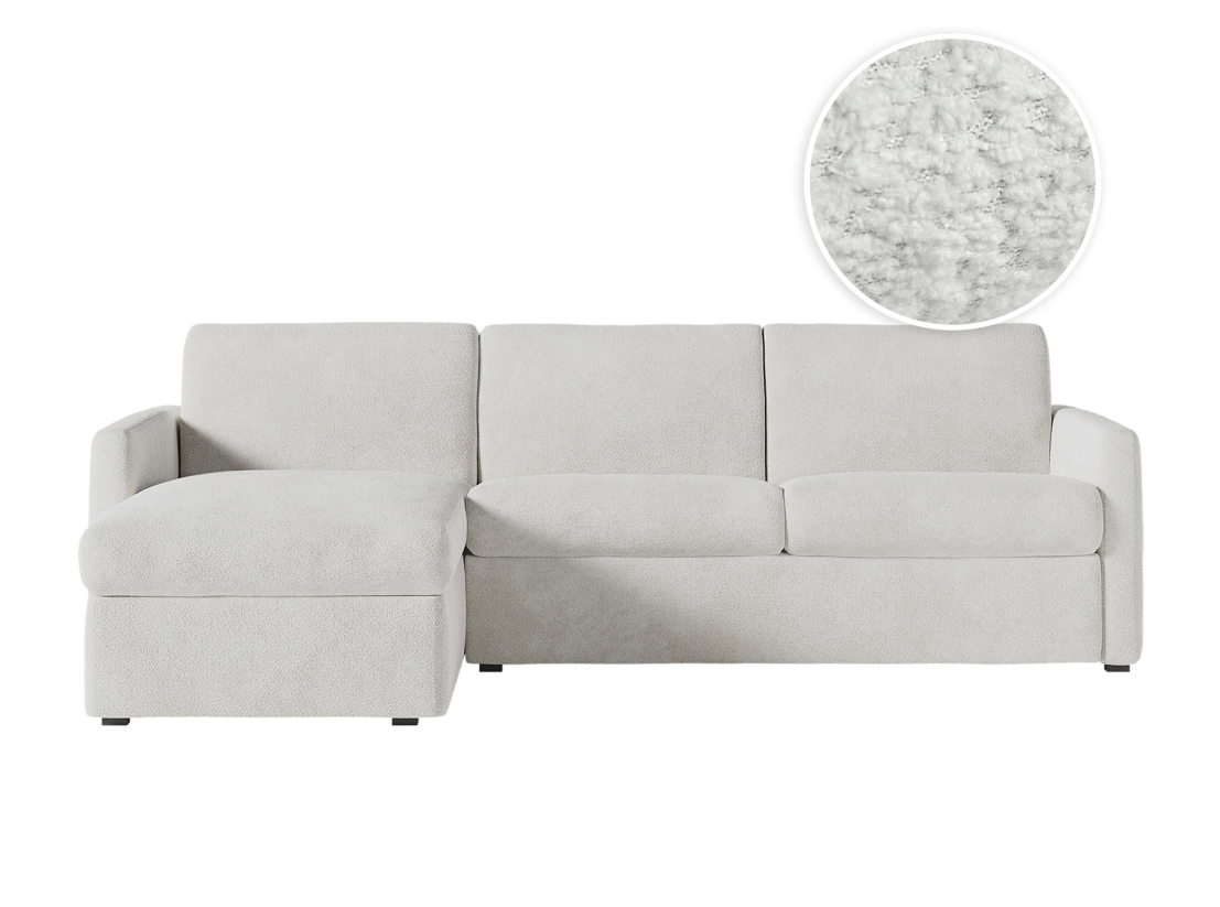 Canapé d'angle réversible convertible express 4 places AGATHE couchage quotidien 160x190cm en tissu bouclette