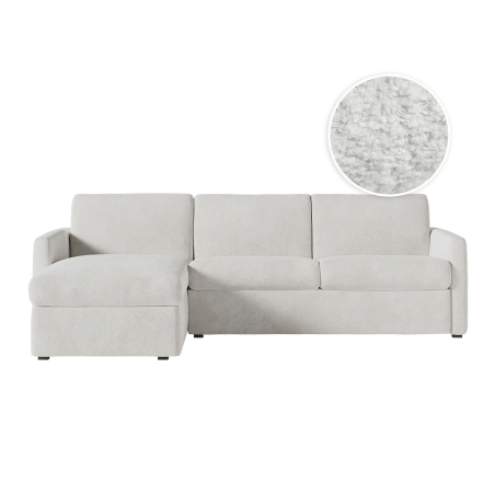 Canapé d'angle réversible convertible express 4 places AGATHE couchage quotidien 160x190cm en tissu bouclette