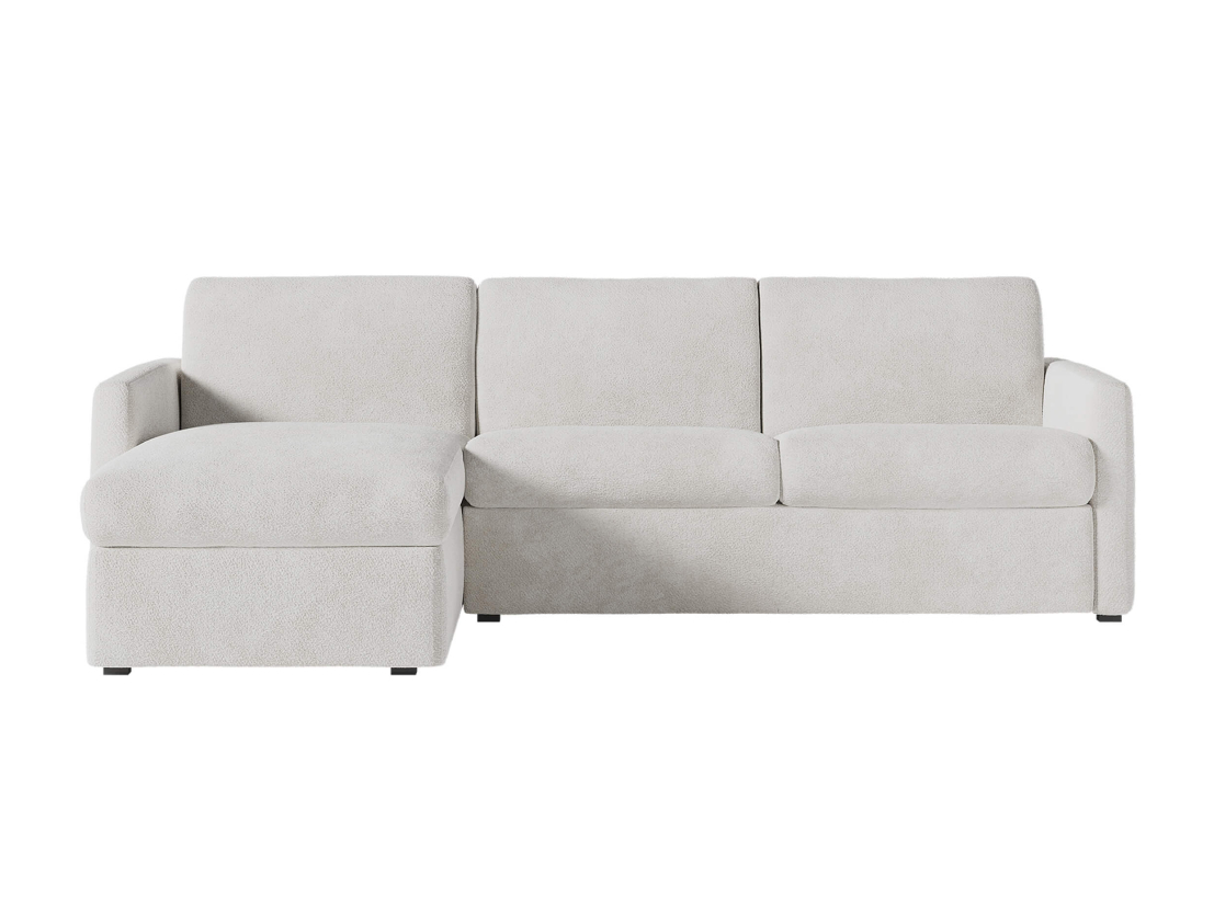 Canapé d'angle réversible convertible express 4 places AGATHE couchage quotidien 160x190cm en tissu bouclette