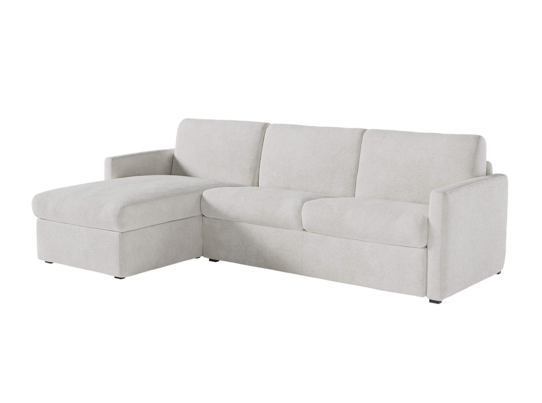 Canapé d'angle réversible convertible express 4 places AGATHE couchage quotidien 160x190cm en tissu bouclette