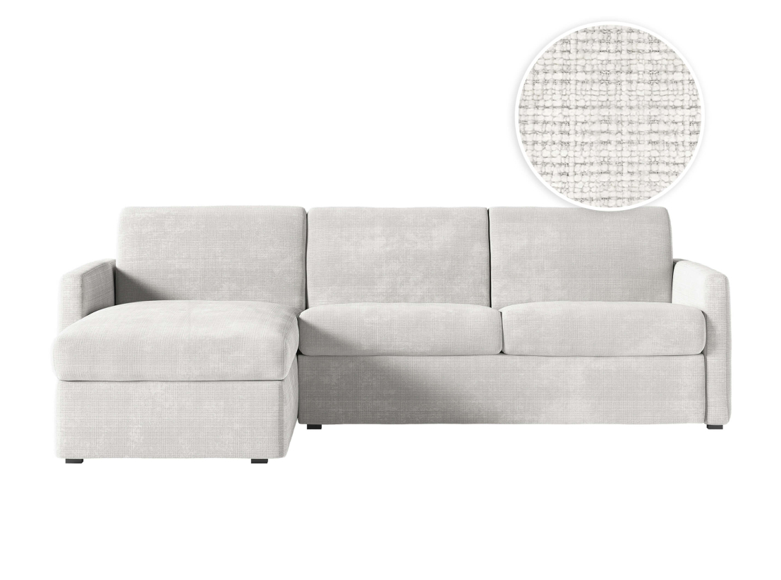 Canapé d'angle réversible convertible express 4 places AGATHE couchage quotidien 160x190cm en tissu chenille